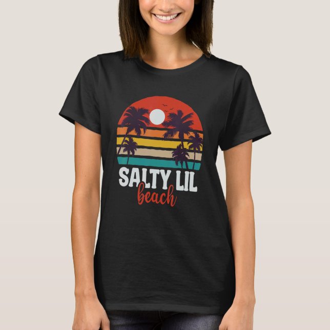 Salty Lil Beach Retro Girls Summer Family Vacation T-Shirt (Front)