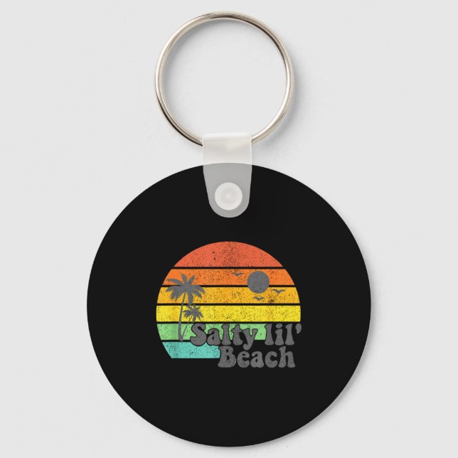Salty Lil Beach Retro Vacation Funny Summer Quote  Key Ring (Front)