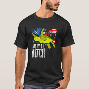 Salty Lil Beach Retro Vintage American Flag Turtle T-Shirt