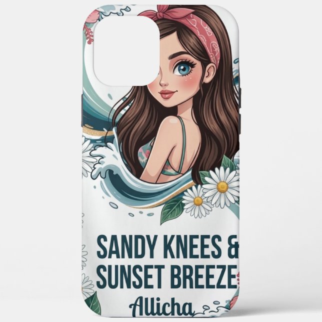 Salty Lil Tropical Hibiscus Ocean Wave iPhone Case (Back)