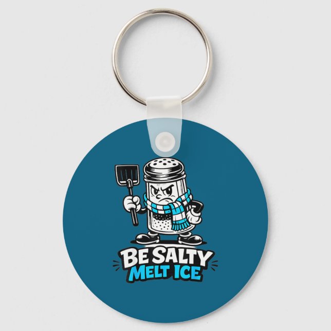 Salty Melt Ice Funny Winter Artwork Key Ring (Front)