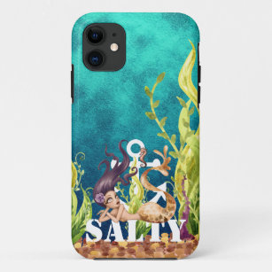 SALTY - Mermaid, Seahorse and Anchor Under the Sea Case-Mate iPhone Case