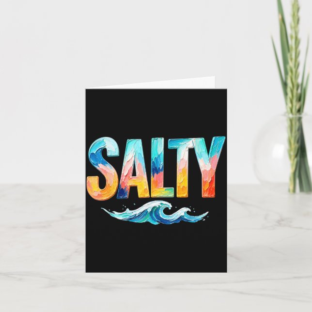 Salty Ocean Wave Funny Beach Summer Vacation Card (Front)
