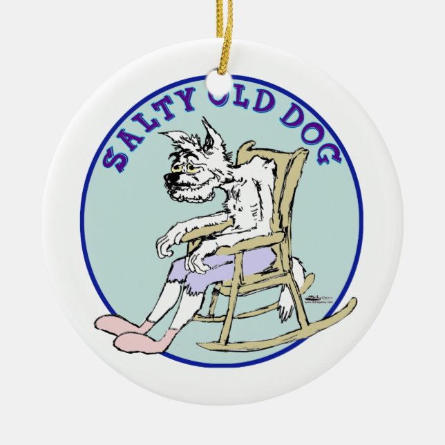 Salty Old Dog Ceramic Tree Decoration (Front)