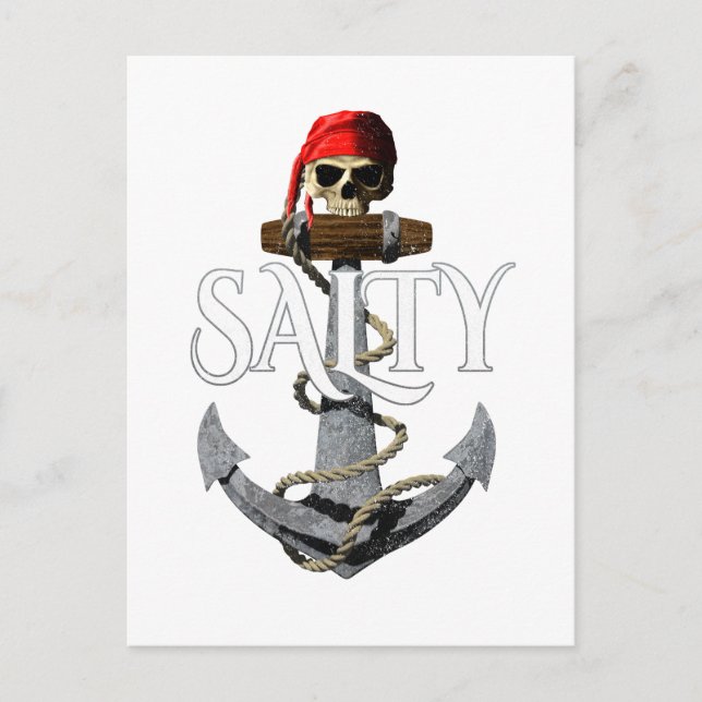 Salty Pirate Skull And Anchor Postcard (Front)