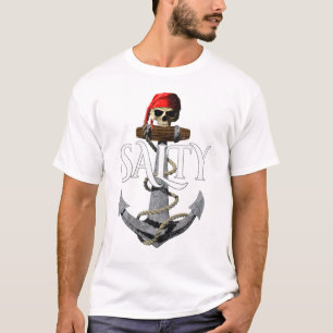 Salty Pirate Skull And Anchor T-Shirt
