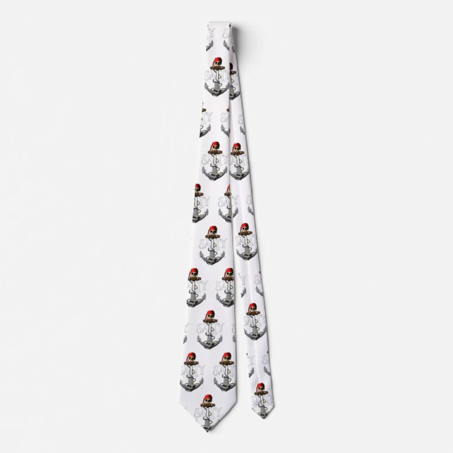 Salty Pirate Skull And Anchor Tie (Front)