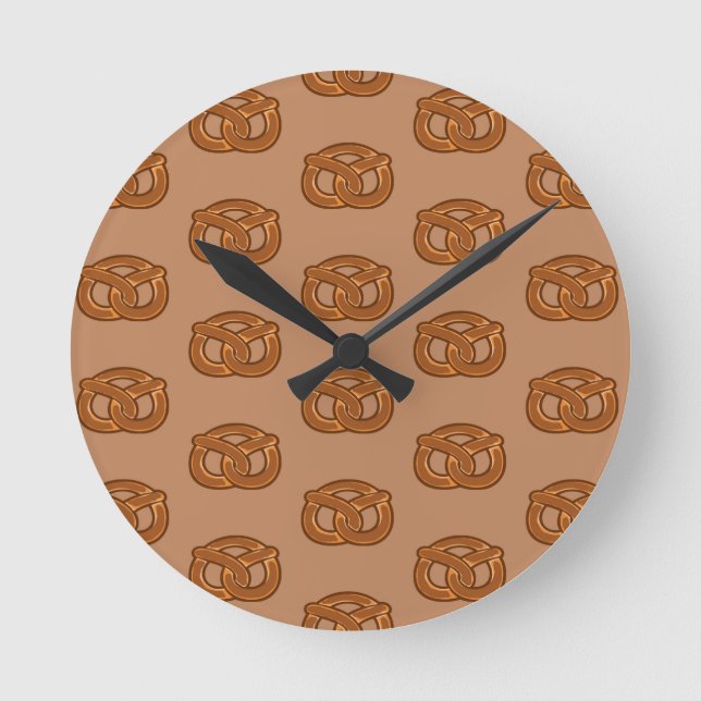 Salty Pretzels Lovers Food Bakers Loop Shape Round Clock (Front)