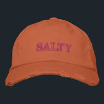 SALTY Sarcastic Sayings in Orange and Pink Embroidered Hat<br><div class="desc">A cool embroidered typography design with the sarcastic saying "SALTY" in Blush Pink Letters on a Burnt Orange Colour Background.</div>