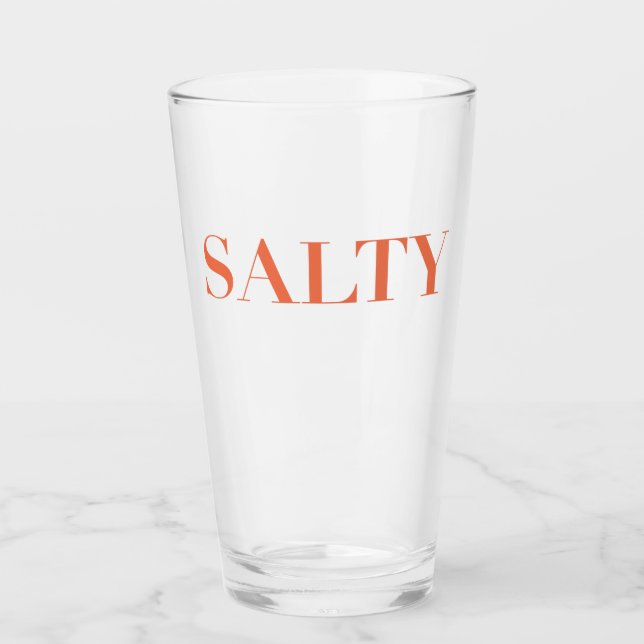SALTY Sarcastic Typography Design in Orange Red Glass (Front)