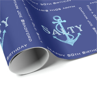 Salty Sea Anchor Captain's Birthday Wrapping Paper