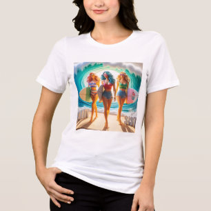 Salty Sisterhood Trio Girls Beach Walk Surfer Tri-Blend Shirt