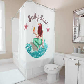 Salty Soul Mermaid Shower Curtain