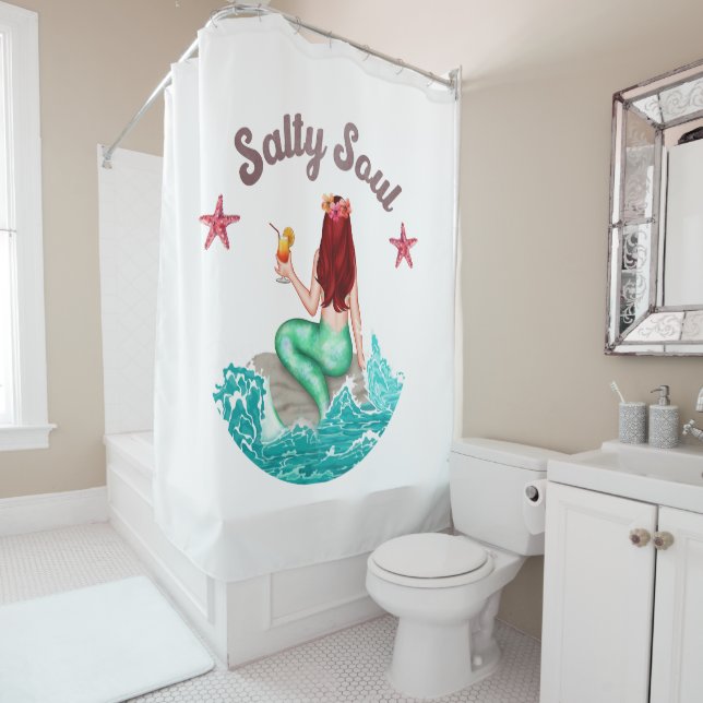 Salty Soul Mermaid Shower Curtain (In Situ)
