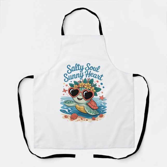 Salty Soul Sunny Heart Turtle Summer Apron (Front)