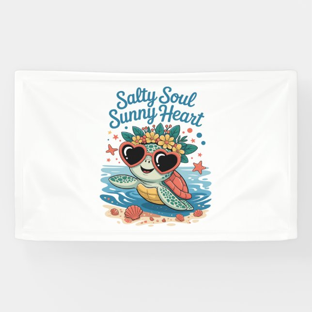 Salty Soul Sunny Heart Turtle Summer Banner (Horizontal)