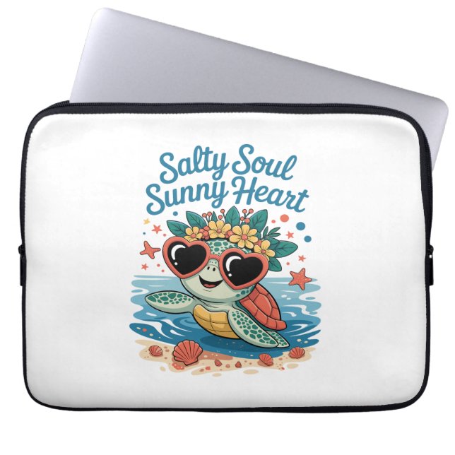 Salty Soul Sunny Heart Turtle Summer Laptop Sleeve (Front)