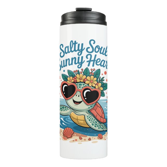 Salty Soul Sunny Heart Turtle Summer Thermal Tumbler (Front)