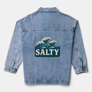 Salty Teal Blue Surf Beach Waves Coastal Life Denim Jacket