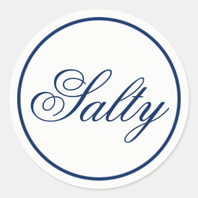 "Salty" Wedding Favour & Welcome Bag Sticker - Nav (Front)