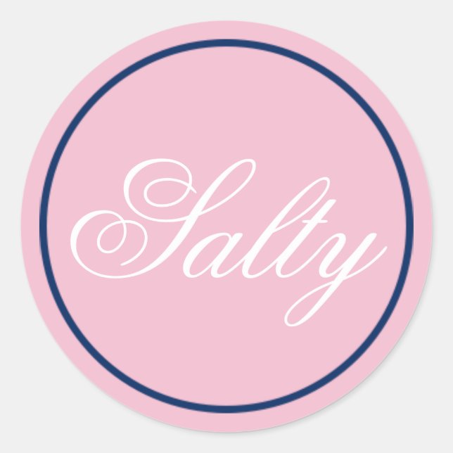 "Salty" Wedding Sticker - Blush Pink/Navy (Front)