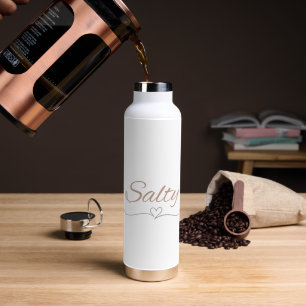 Salty with Heart Flourish, Gift for Her Birthday Water Bottle