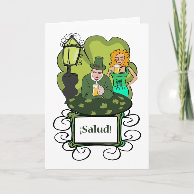 Salud! Cheers in Spanish for St. Patrick's Day Card (Front)