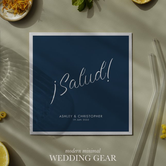 ¡Salud! Indigo Blue Minimal Any Occasion Cocktail Napkin (Creator Uploaded)