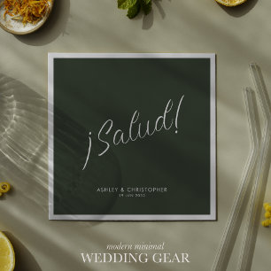¡Salud! Moss Green Minimal Any Occasion Cocktail Napkin