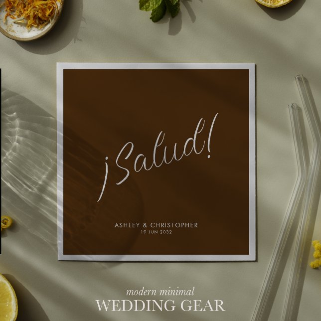 ¡Salud! Walnut Brown Minimal Any Occasion Cocktail Napkin (Creator Uploaded)