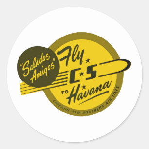 Saludos Amigos ~ Fly to Havana Classic Round Sticker