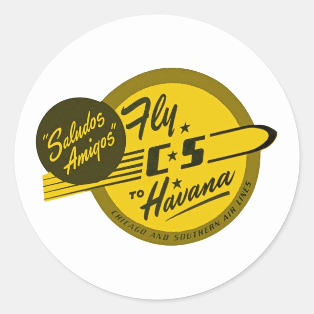Saludos Amigos ~ Fly to Havana Classic Round Sticker (Front)