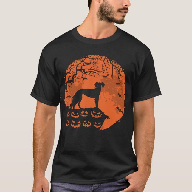 Saluki And Moon Halloween Dog Lover Gift T-Shirt (Front)