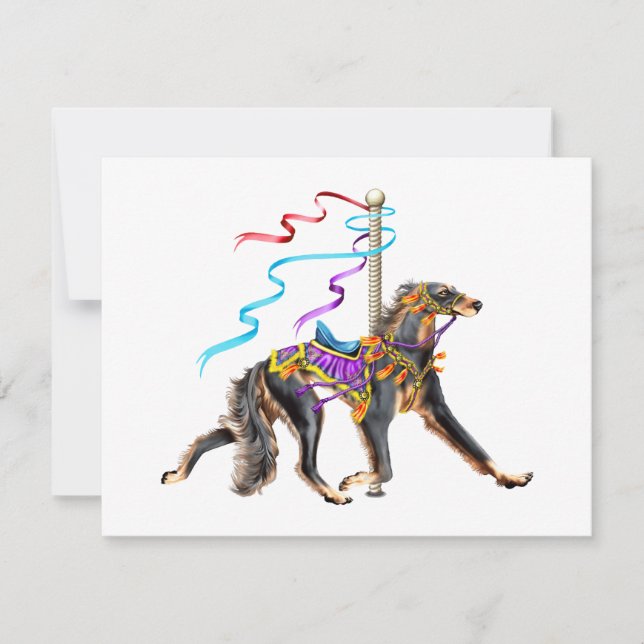 Saluki Carousel Black & Tan Invitation (Front)