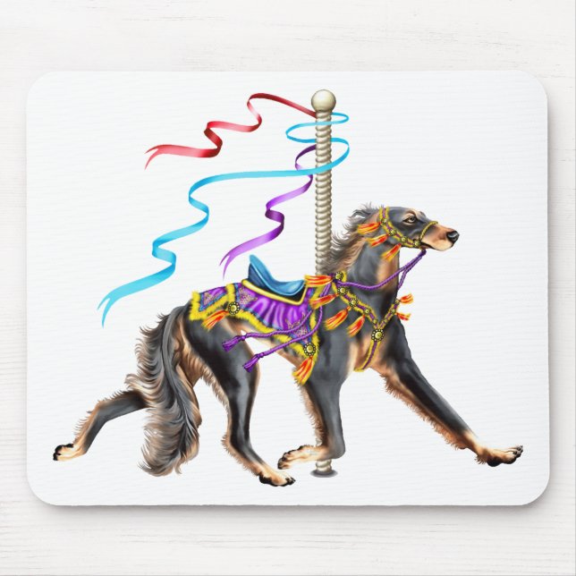 Saluki Carousel Black & Tan Mouse Mat (Front)