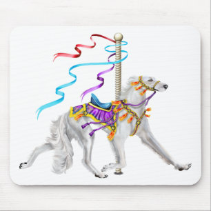 Saluki Carousel White Mouse Mat