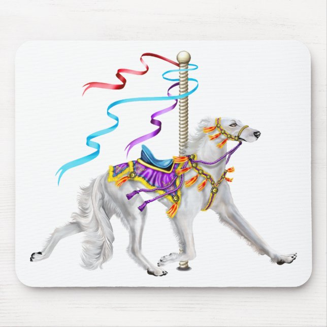 Saluki Carousel White Mouse Mat (Front)