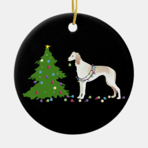 Saluki Christmas Design Ceramic Tree Decoration