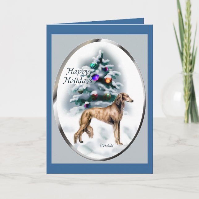 Saluki Christmas Gifts Holiday Card (Front)