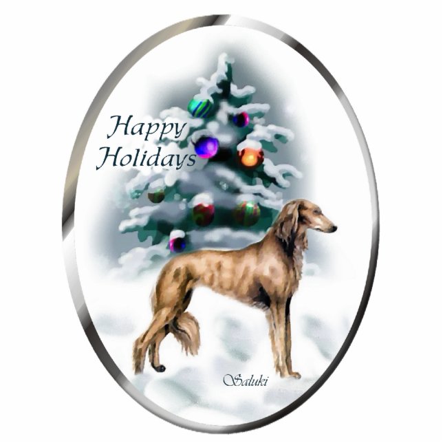 Saluki Christmas Gifts Ornament Photo Sculpture Decoration (Front)