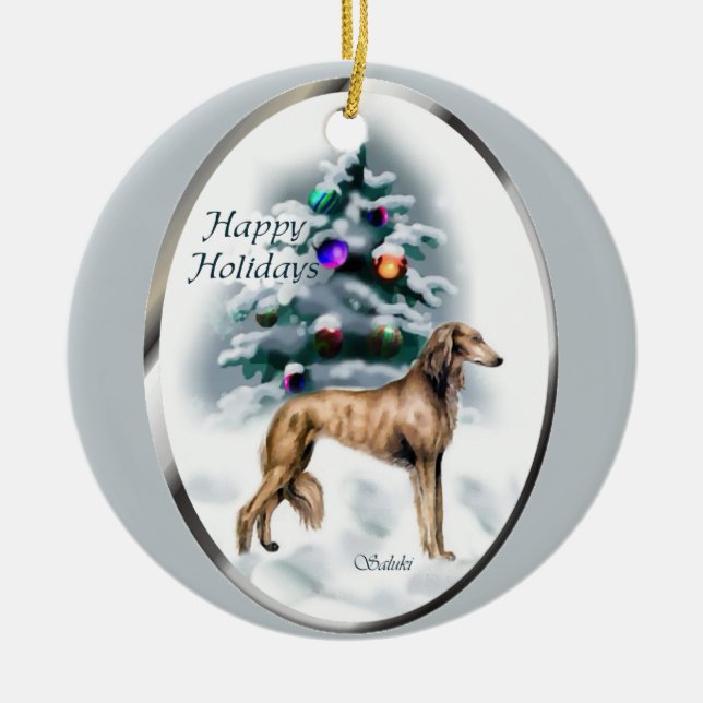 Saluki Christmas Tree Ornaments (Front)