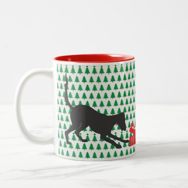 Saluki Christmas Two-Tone Coffee Mug (Left)