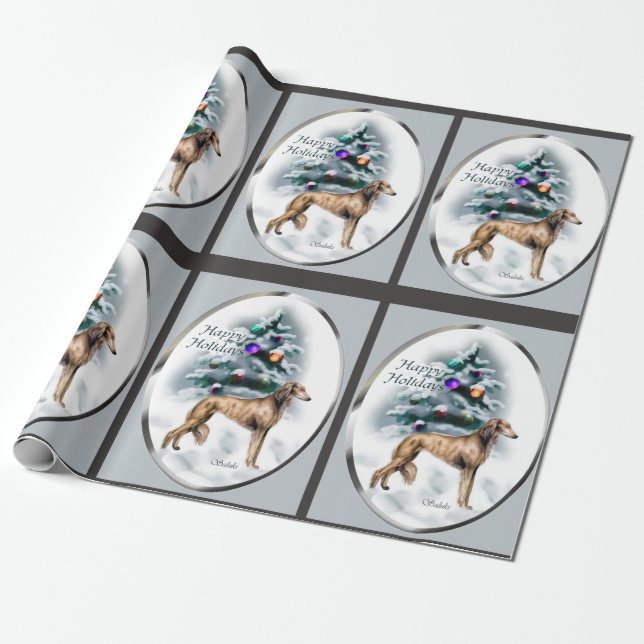 Saluki Christmas Wrapping Paper (Unrolled)