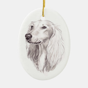 Saluki Dog Art Ornament