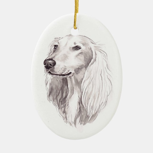 Saluki Dog Art Ornament (Front)