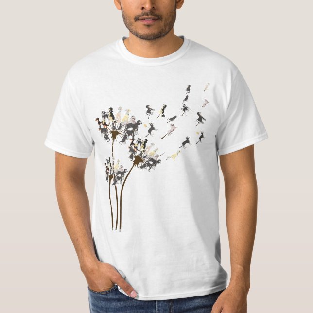 Saluki Dog Flower Fly Dandelion Saluki Funny Dog L T-Shirt (Front)
