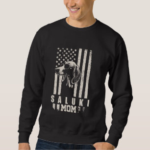 Saluki Dog Mum American Flag Gifts for Women Mama Sweatshirt