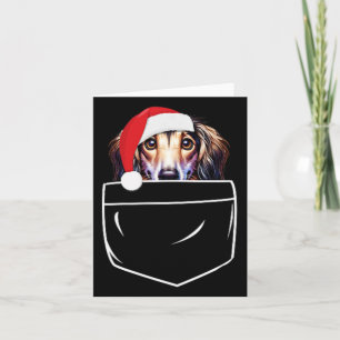 Saluki Dog Santa Hat Christmas Pocket Fun Xmas Card
