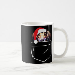 Saluki Dog Santa Hat Christmas Pocket Fun Xmas Coffee Mug