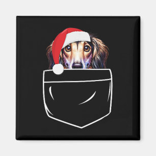 Saluki Dog Santa Hat Christmas Pocket Fun Xmas  Magnet